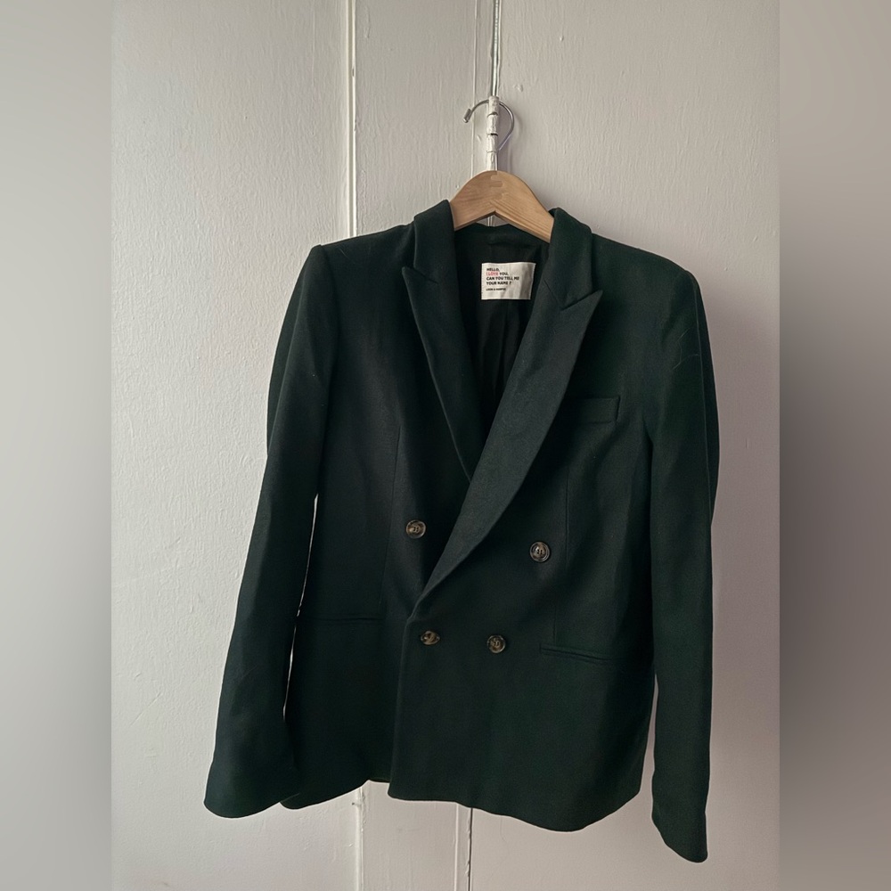 Parisian Double-Breasted Green Blazer